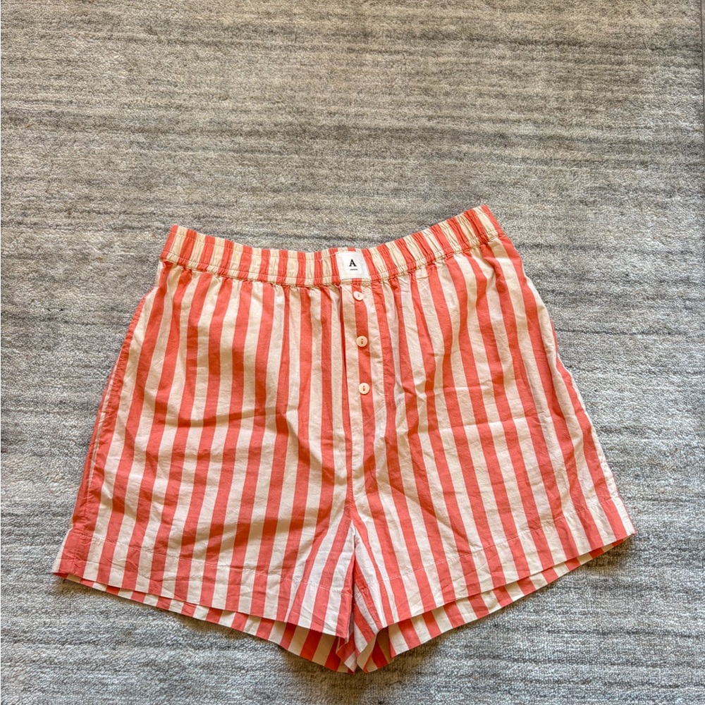 Anthropologie Coral and White Striped Shorts